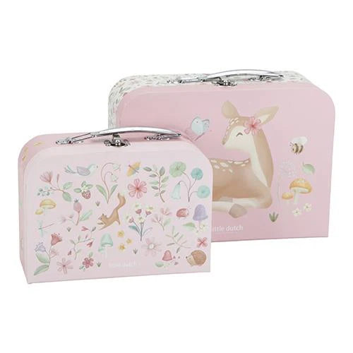 Little Dutch - Set 2 Valigette Portagiochi Rosa Giardino Delle Fate