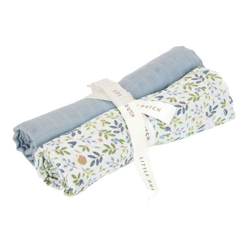 Little Dutch-Coppia di Mussola 70x70 Blu -Amici della foresta