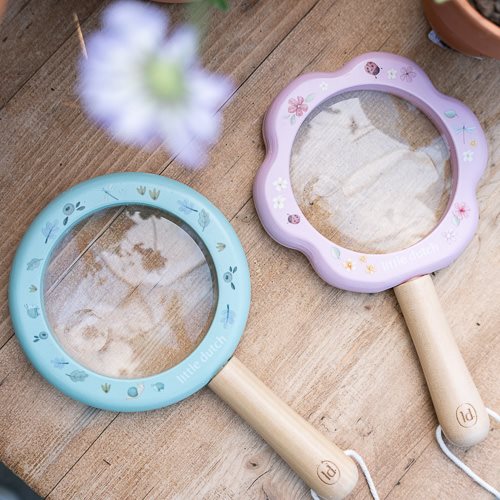 Little Dutch -Lente d'ingrandimento in legno - Blu - Amici della foresta