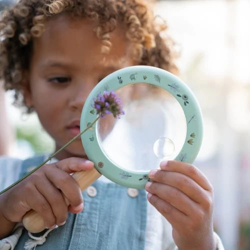 Little Dutch -Lente d'ingrandimento in legno - Blu - Amici della foresta