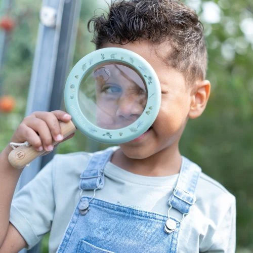 Little Dutch -Lente d'ingrandimento in legno - Blu - Amici della foresta