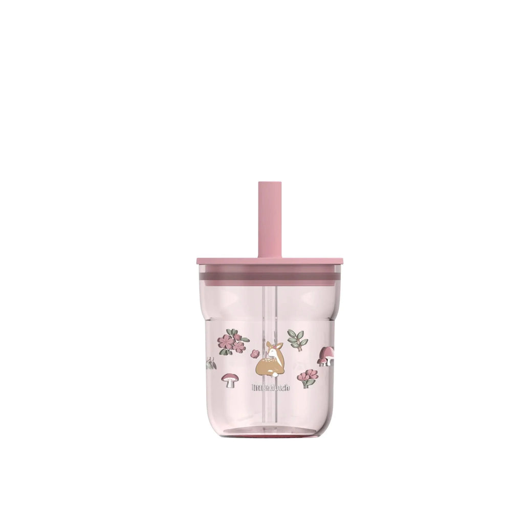 Little Dutch - Bicchiere con cannuccia 250 ml - Rosa Giardino Delle Fate