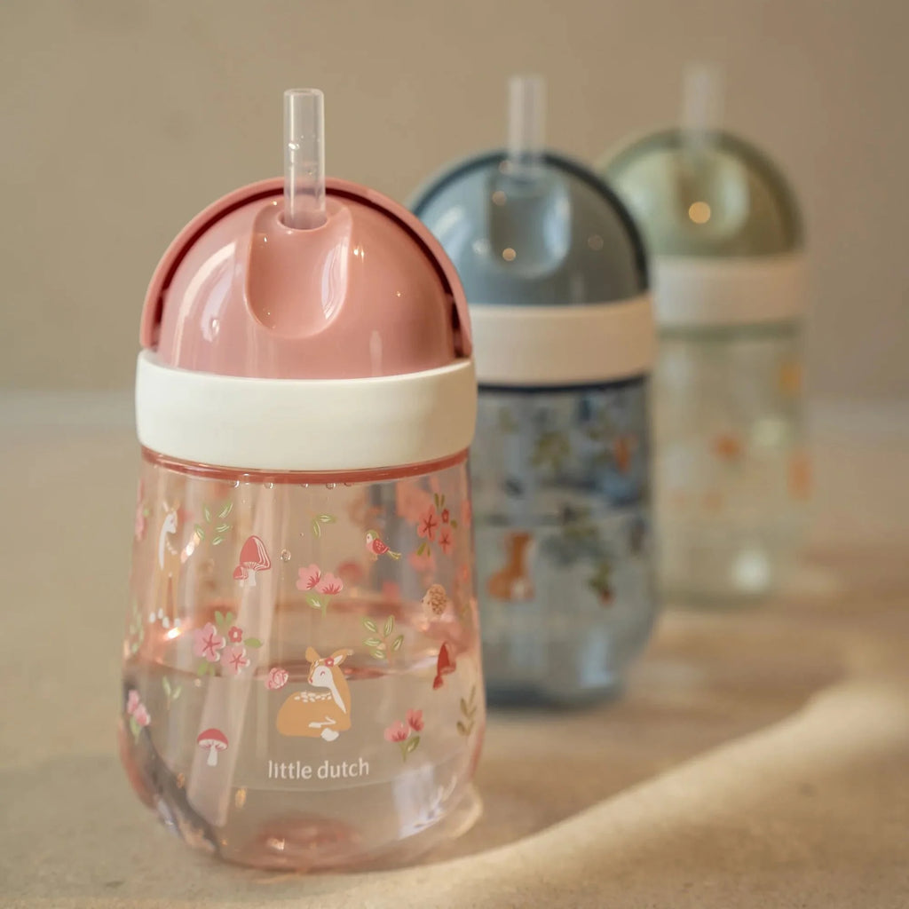Little Dutch - Borraccia con cannuccia 300ml - Rosa