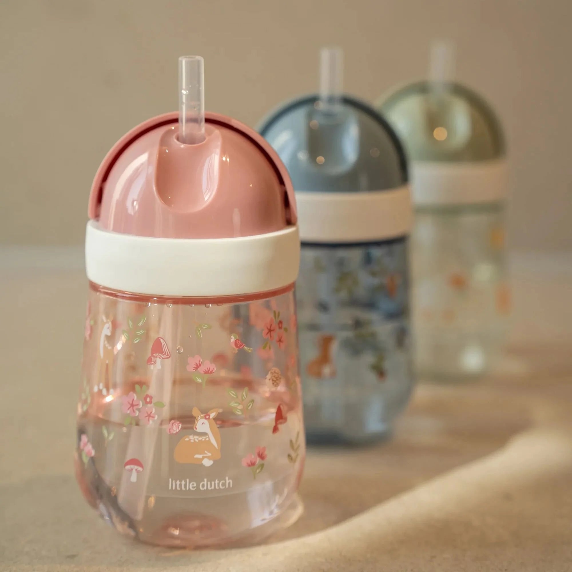 Little Dutch - Borraccia con cannuccia 300ml - Rosa