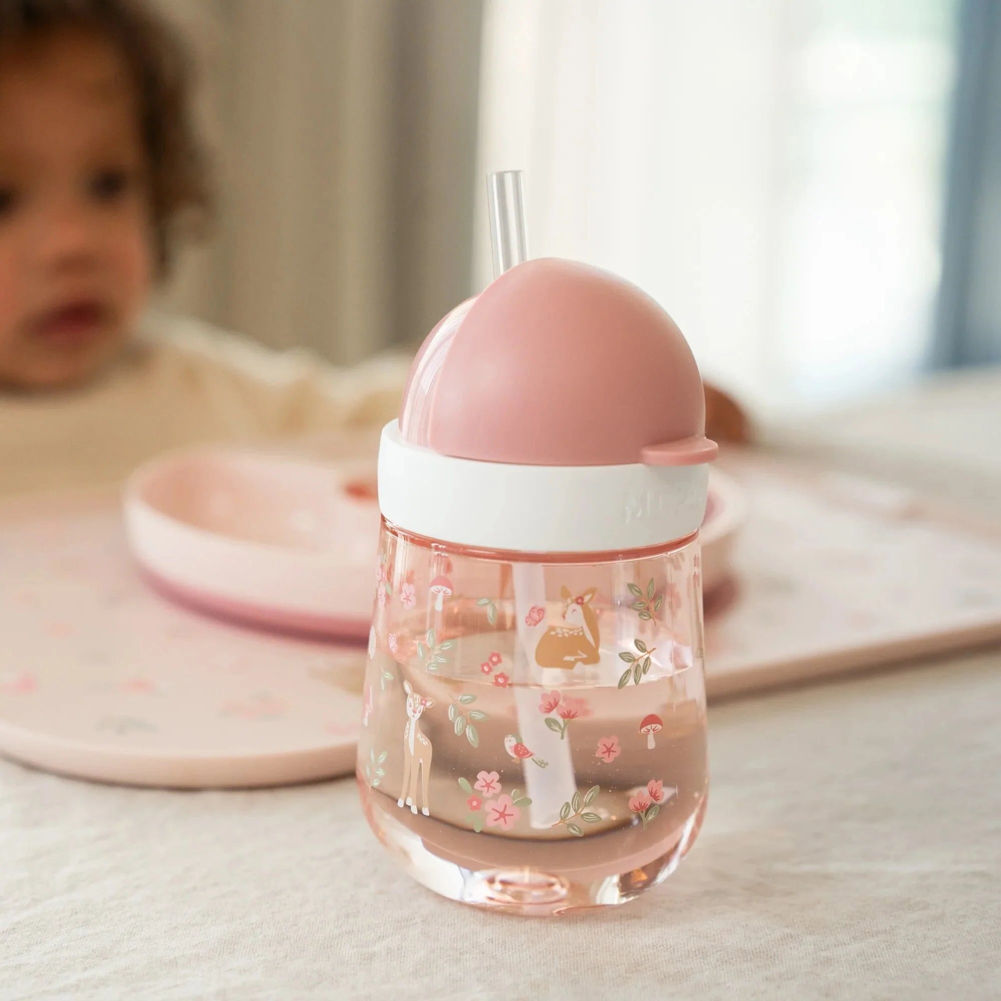 Little Dutch - Borraccia con cannuccia 300ml - Rosa