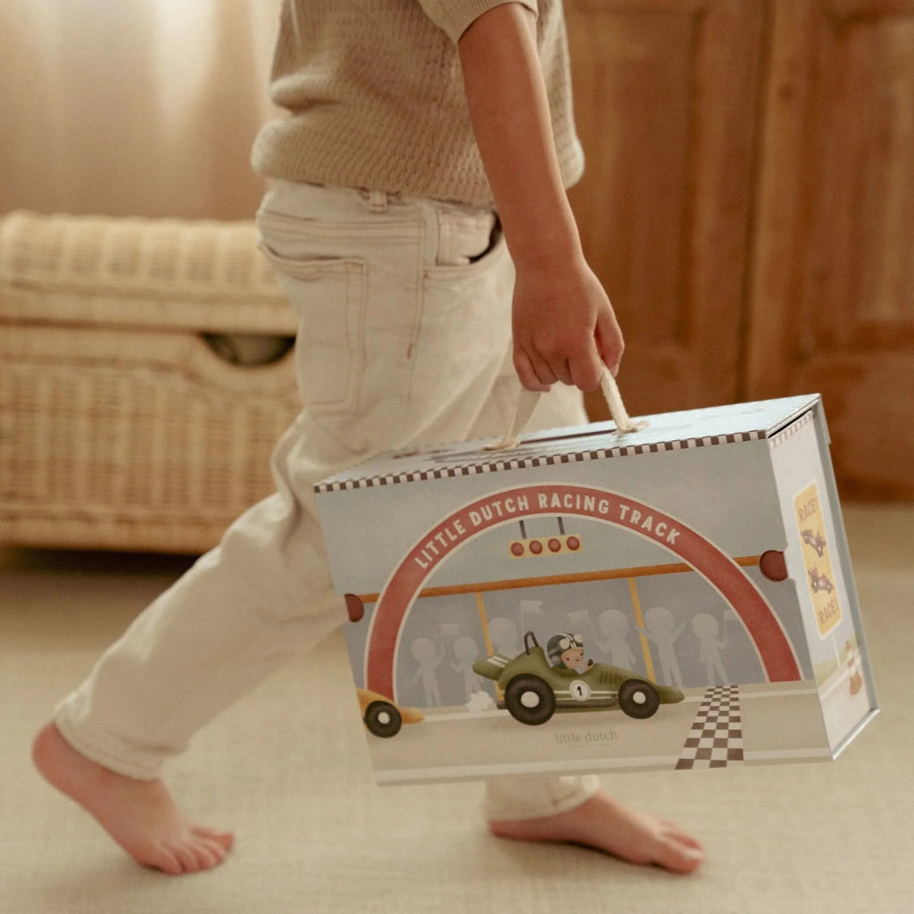 Little Dutch - Pista da corsa in legno in custodia da gioco –