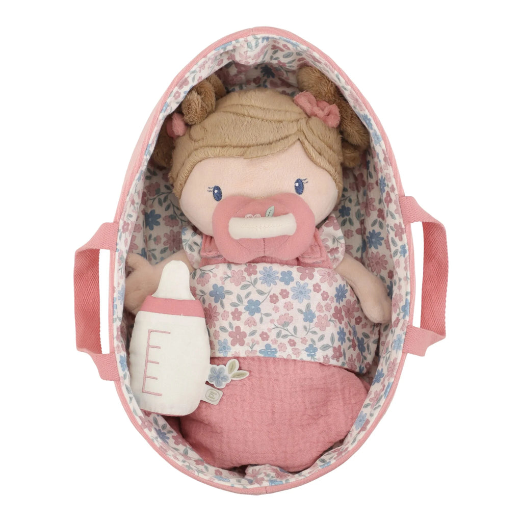 Little Dutch -Set Bambola  Morbida Rosa Con Cestino