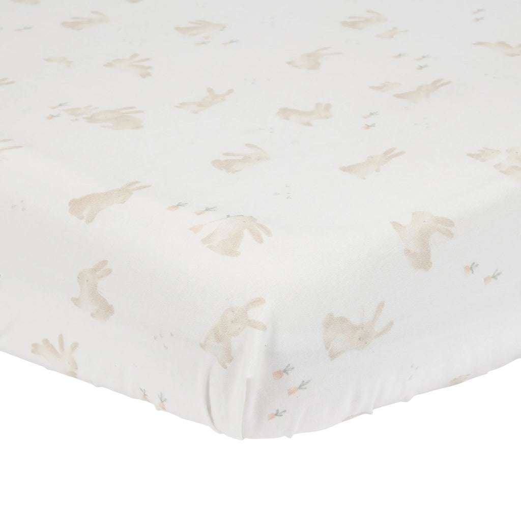 Little Dutch - Lenzuolo con angoli per culla – Bianco – Coniglietto