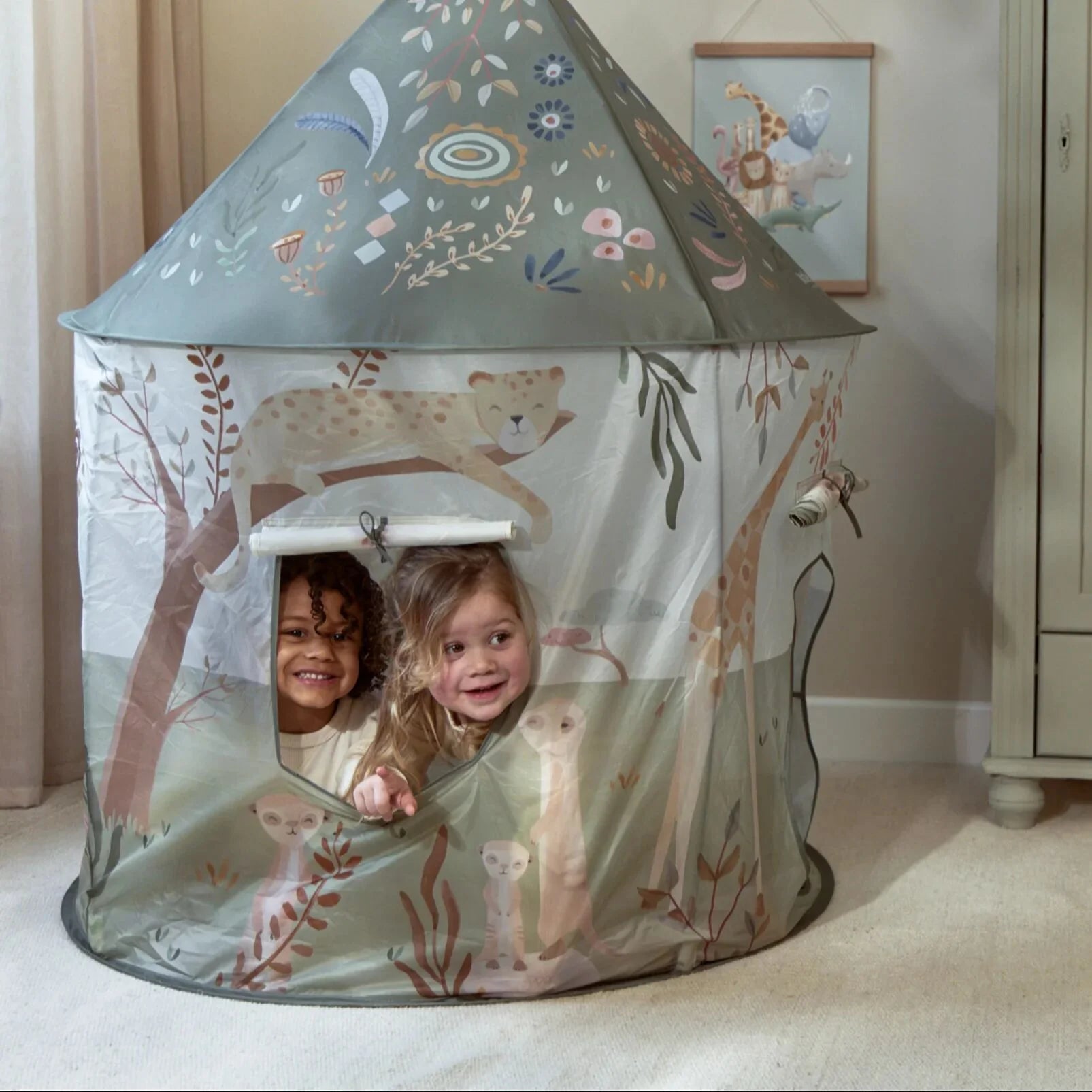 Little Dutch - Tenda Da Gioco Con Tunnel-Safari Friends