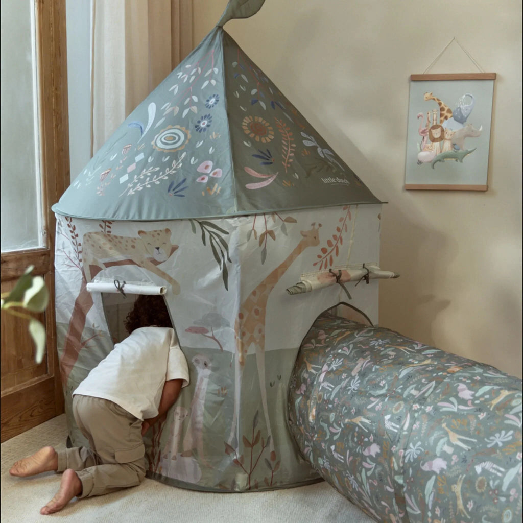 Little Dutch - Tenda Da Gioco Con Tunnel-Safari Friends