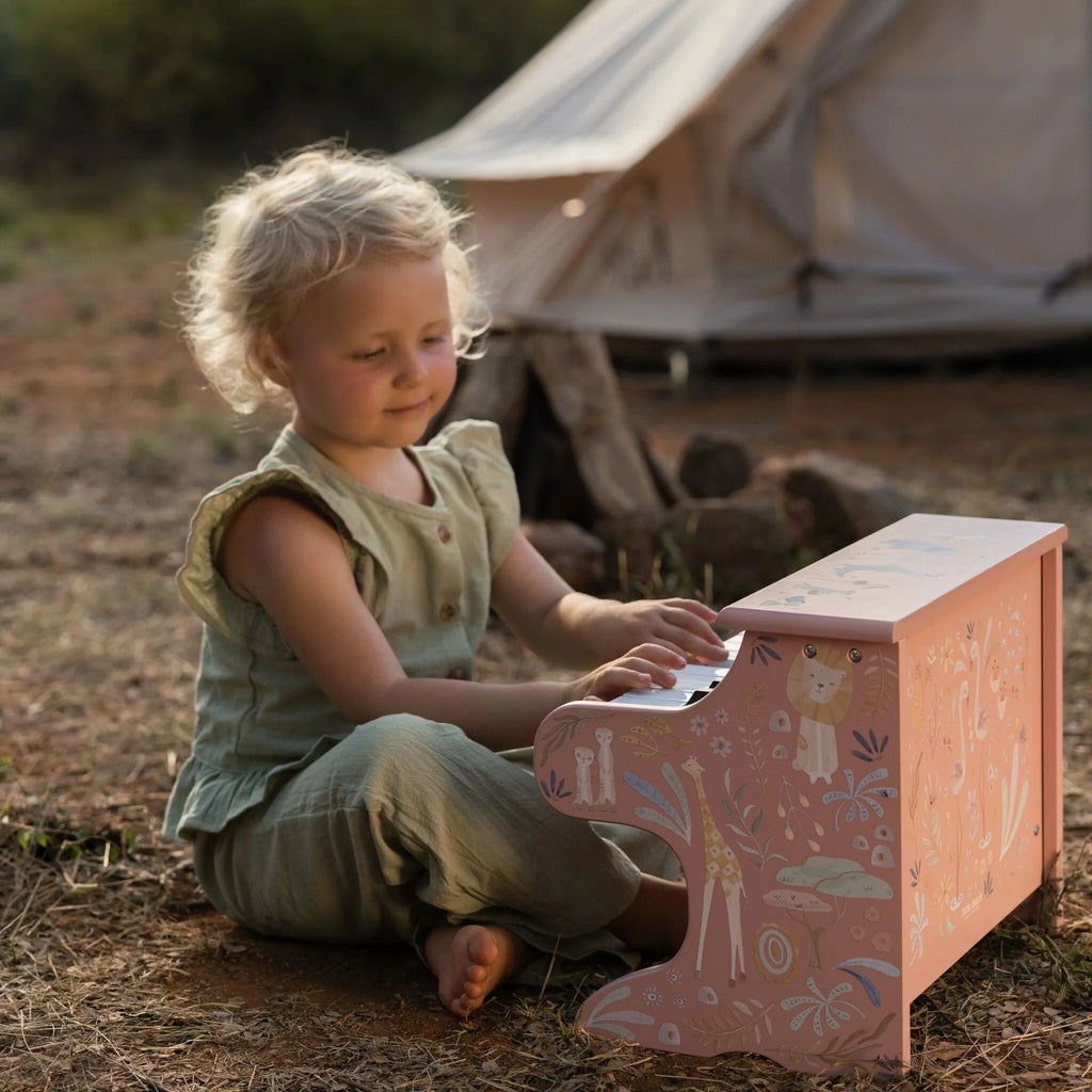 Little Dutch- Pianoforte in legno - Verde - Safari Friends