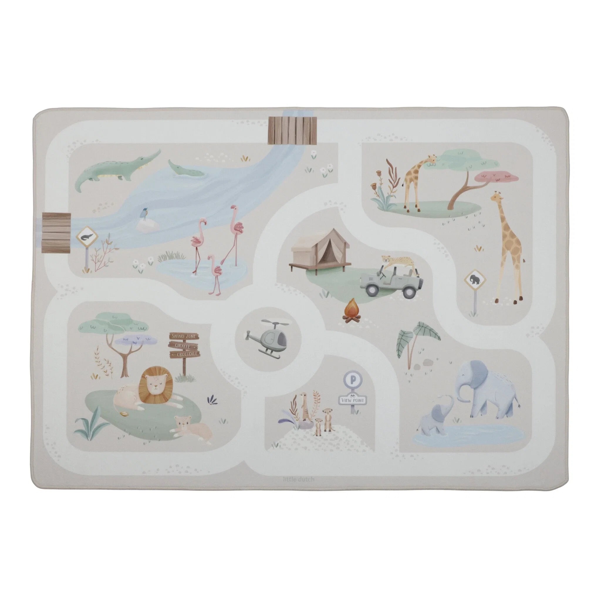 Little Dutch -Tappetino da gioco per auto Safari - Beige