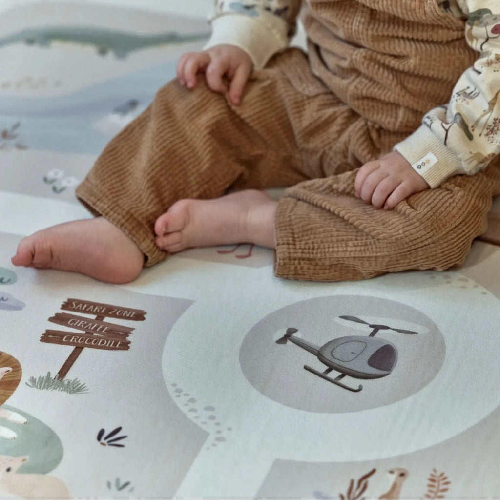 Little Dutch -Tappetino da gioco per auto Safari - Beige