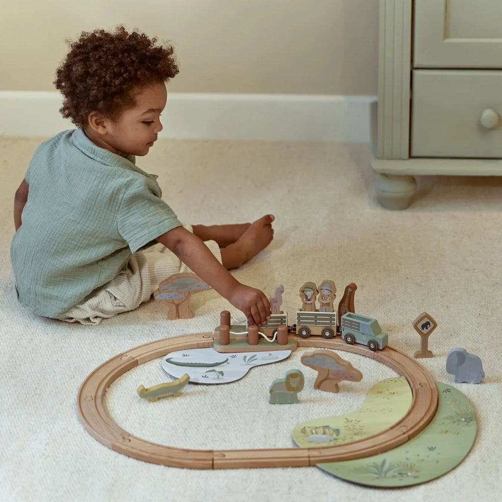 Little Dutch - Set trenino In Legno Savana Friends