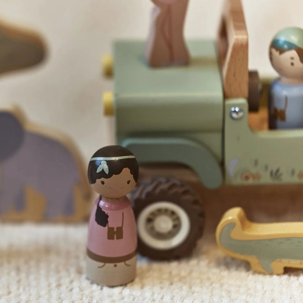 Little Dutch-Macchina da safari in legno con animali - Verde