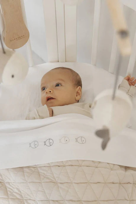 Bamboom - Lenzuolo con federa cuscino per cullle e carrozzina -Pesci