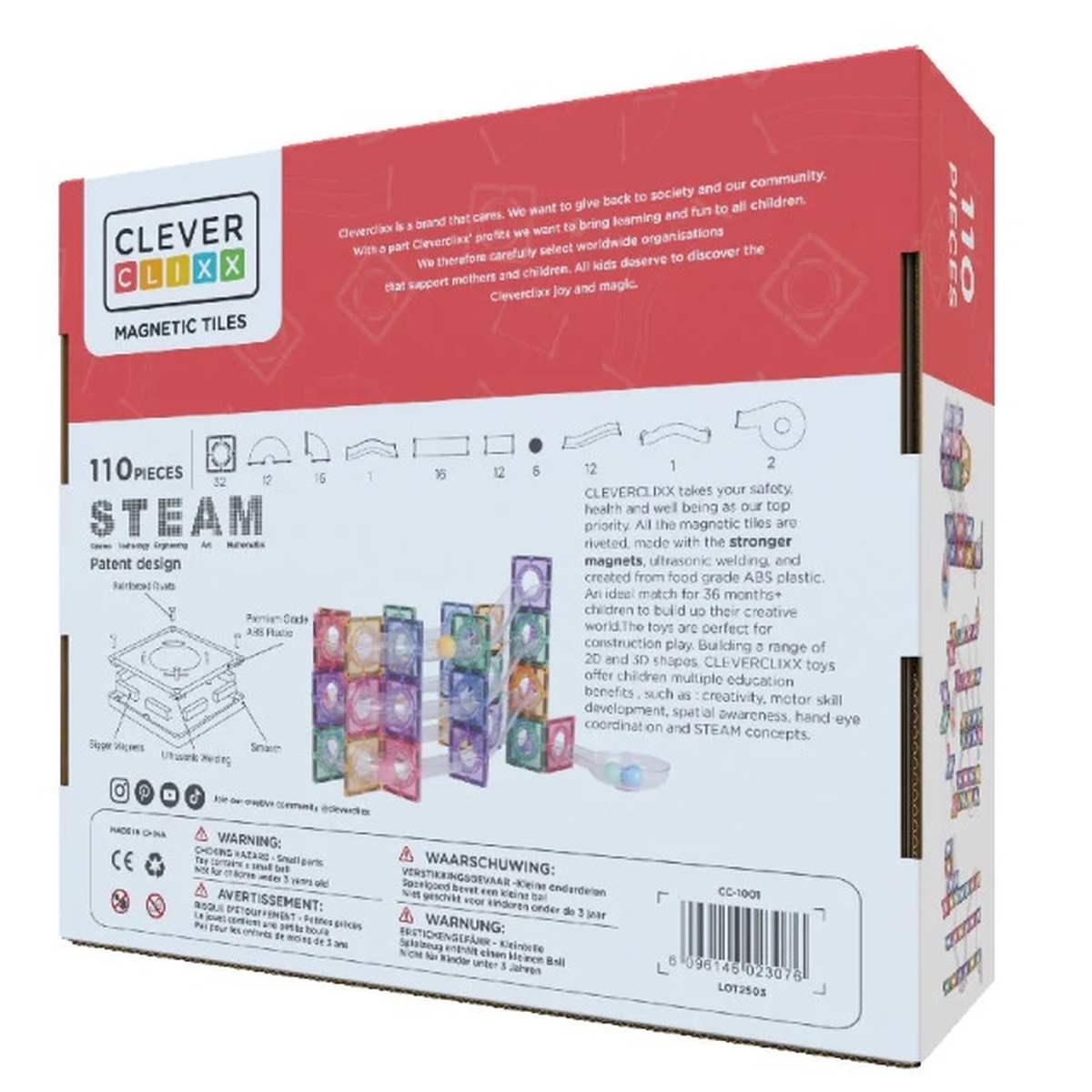 Clever Clixx - 110 Pezzi – Costruzioni Magnetiche Pastello