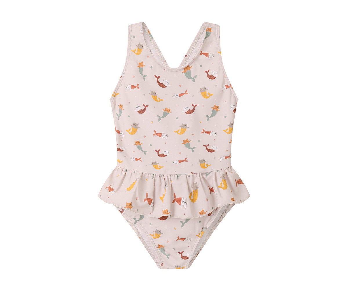 Monneka-Costume Intero Incrociato con Volant Mermaid Cats
