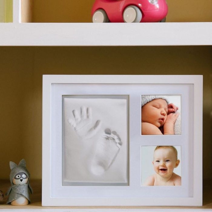 Pearhead -Cornice "Baby" per 2 foto, mano e impronta del piede