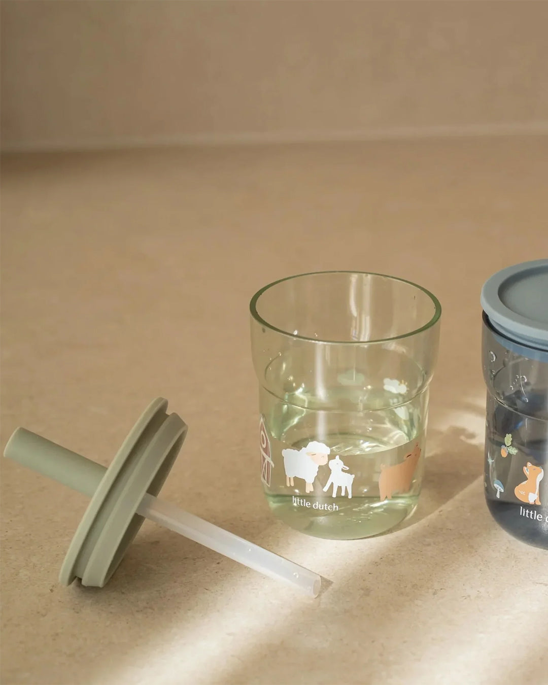 Little Dutch - Bicchiere con cannuccia 250 ml - Verde