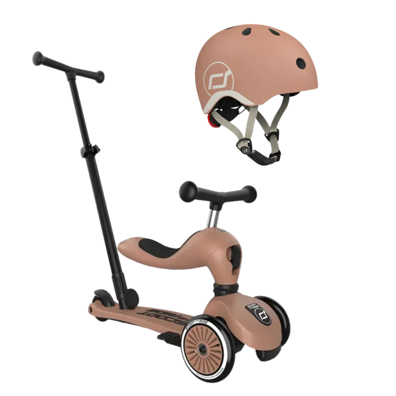 Scoot And Ride - Triciclo Monopattino Spingi e vai + Casco XXs Mocha