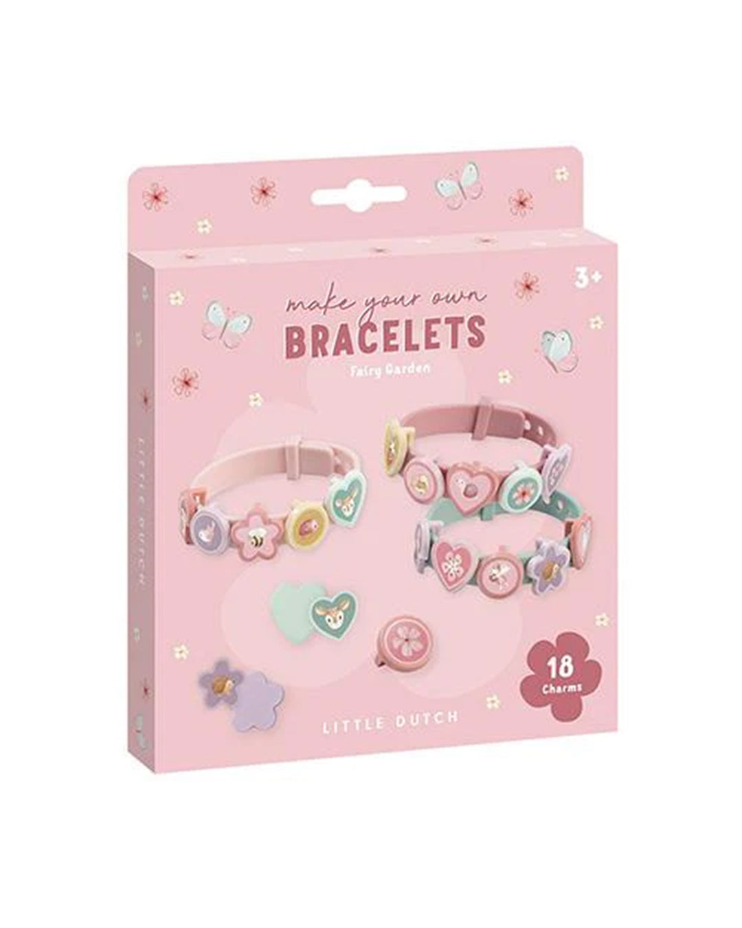 Little Dutch - Braccialetti con ciondoli scorrevoli - Rosa - Giardino delle fate
