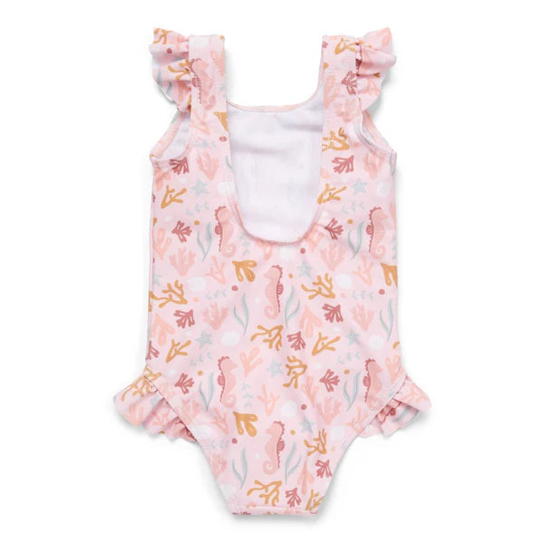 Little Dutch -Costume da bagno con volant Ocean Dreams rosa