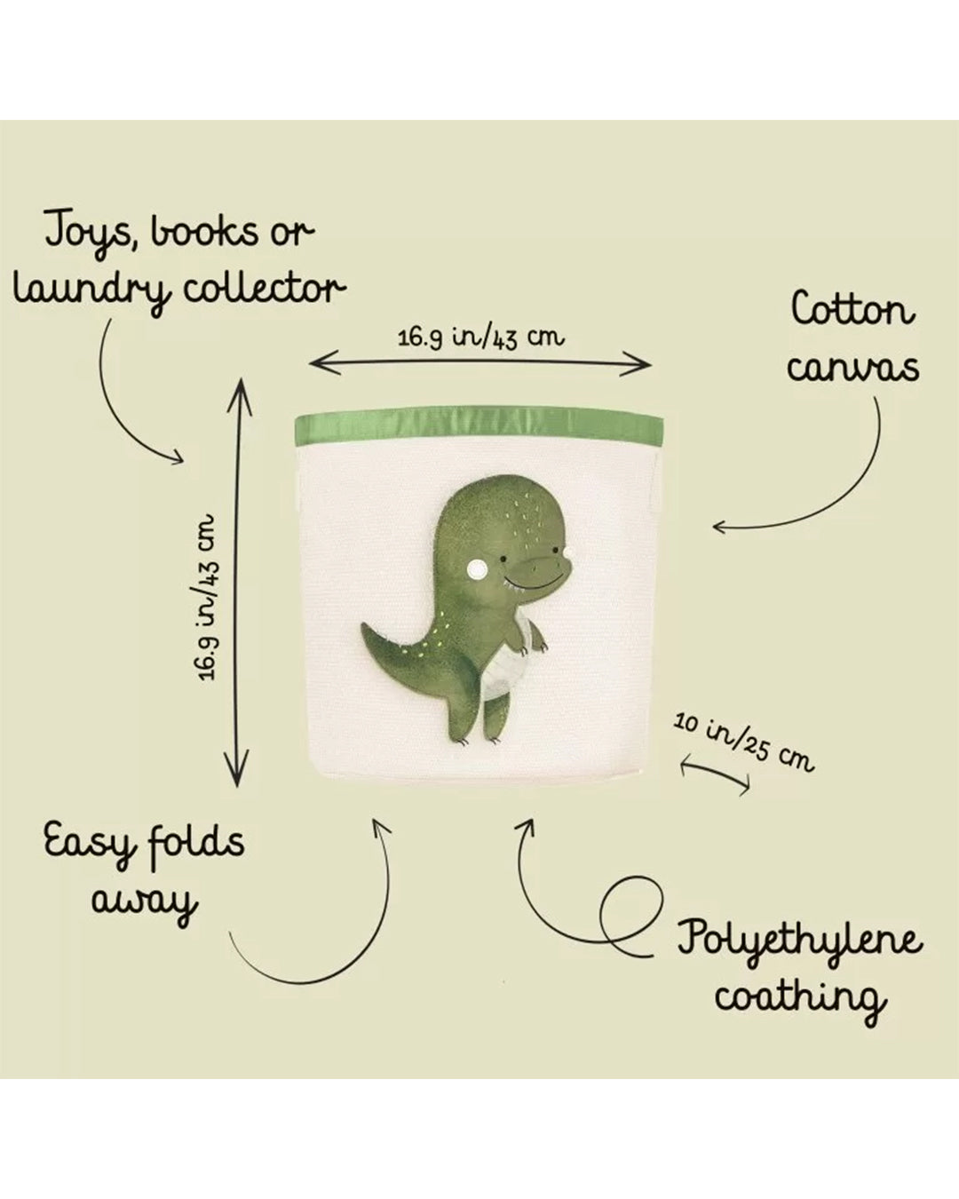 Sassi Editore - Cesto Portagiochi Dinosauro Cracky