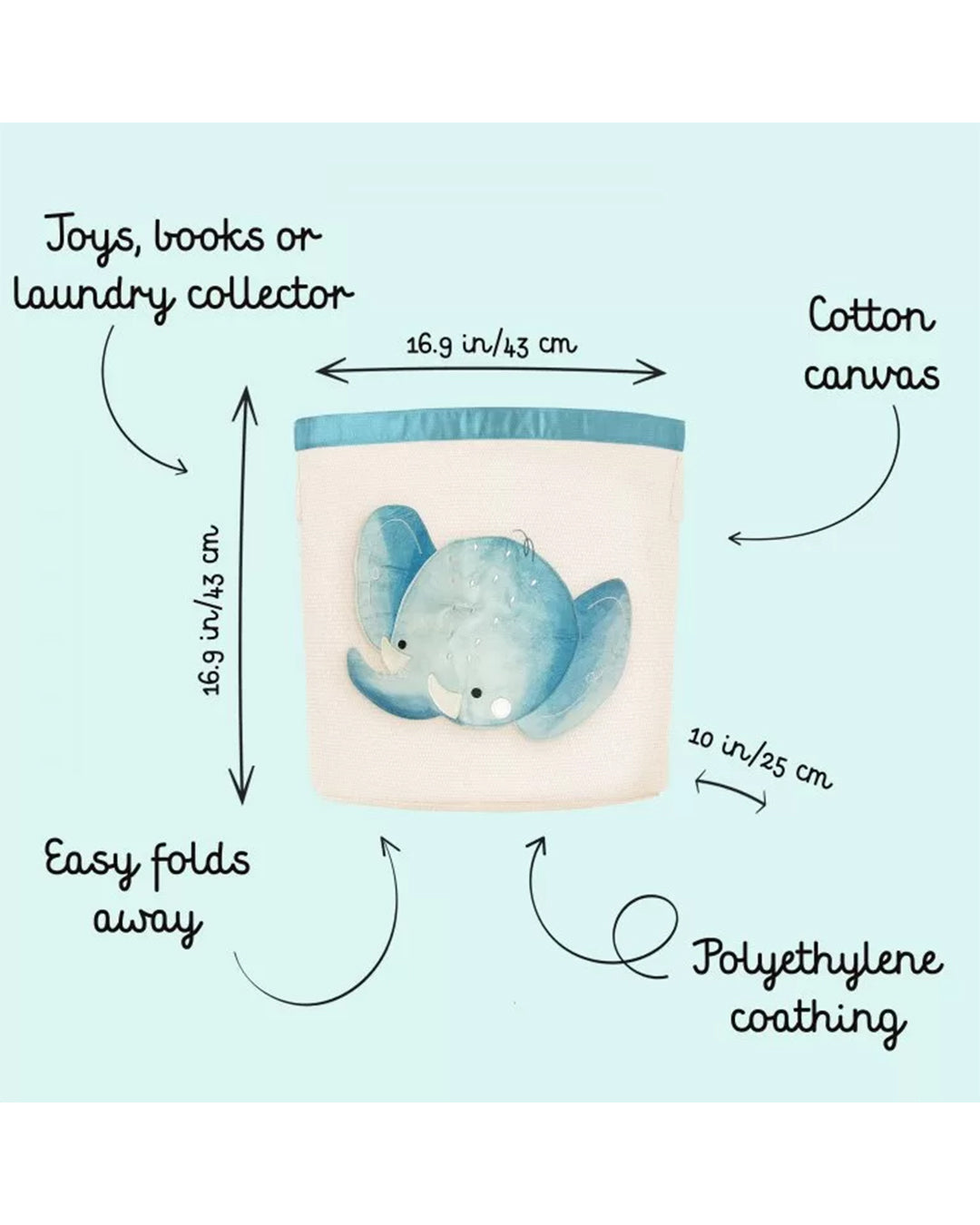 Sassi Editore - Cesto Portagiochi Elefante Chewy