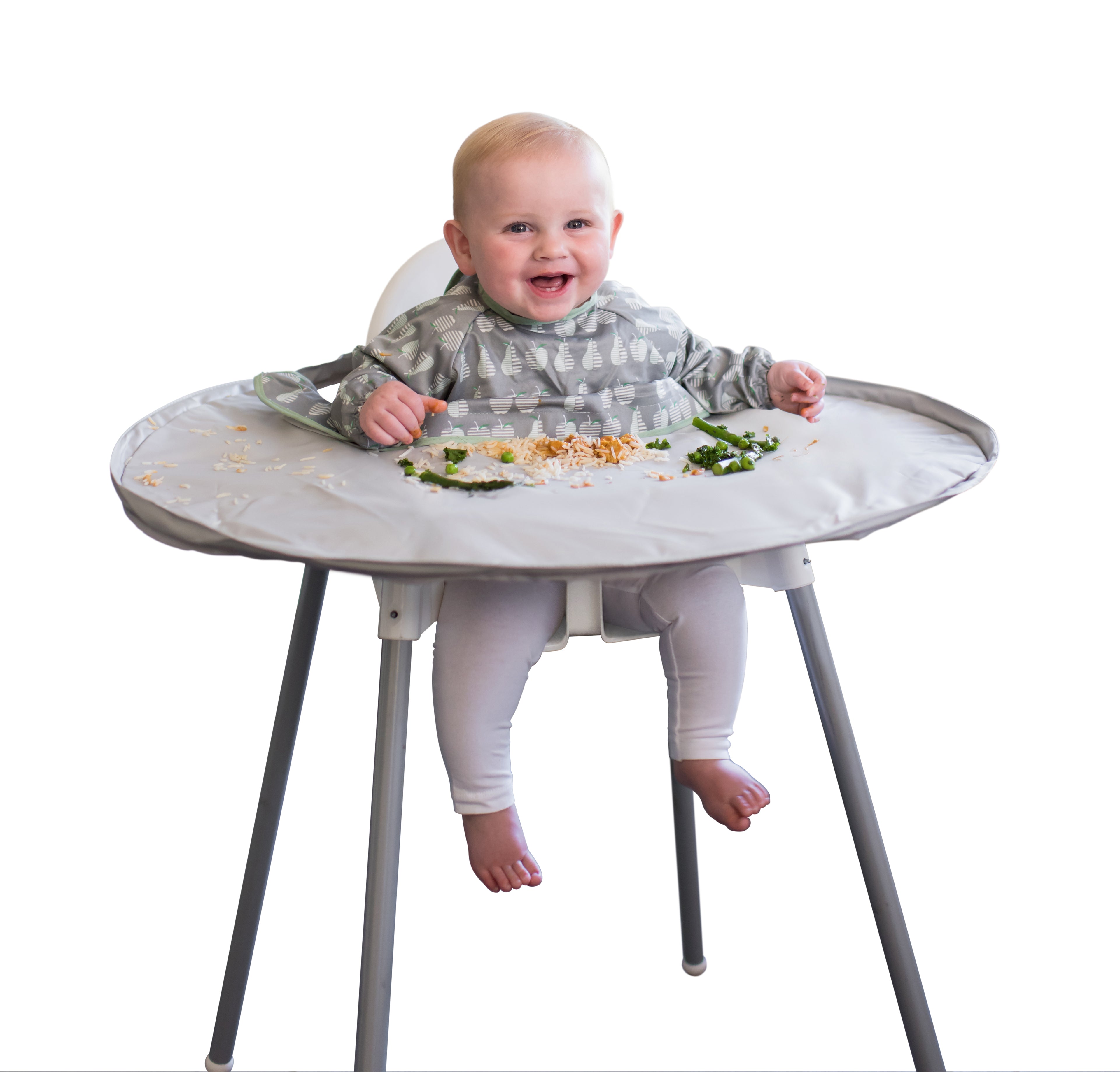 Tidy Tot - Set Bavaglino E Vassoio Impermeabile Grigio