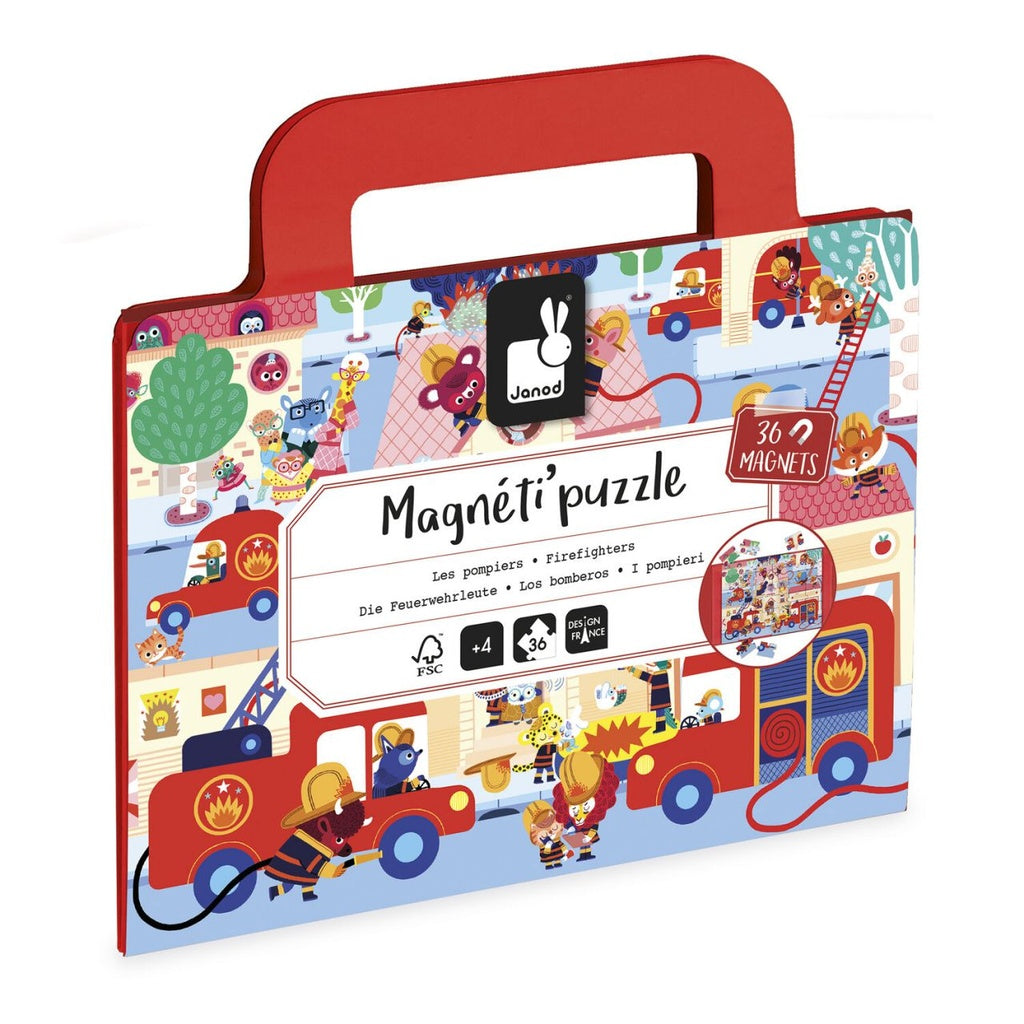 Janod -Puzzle magnetico i pompieri 36 pezzi