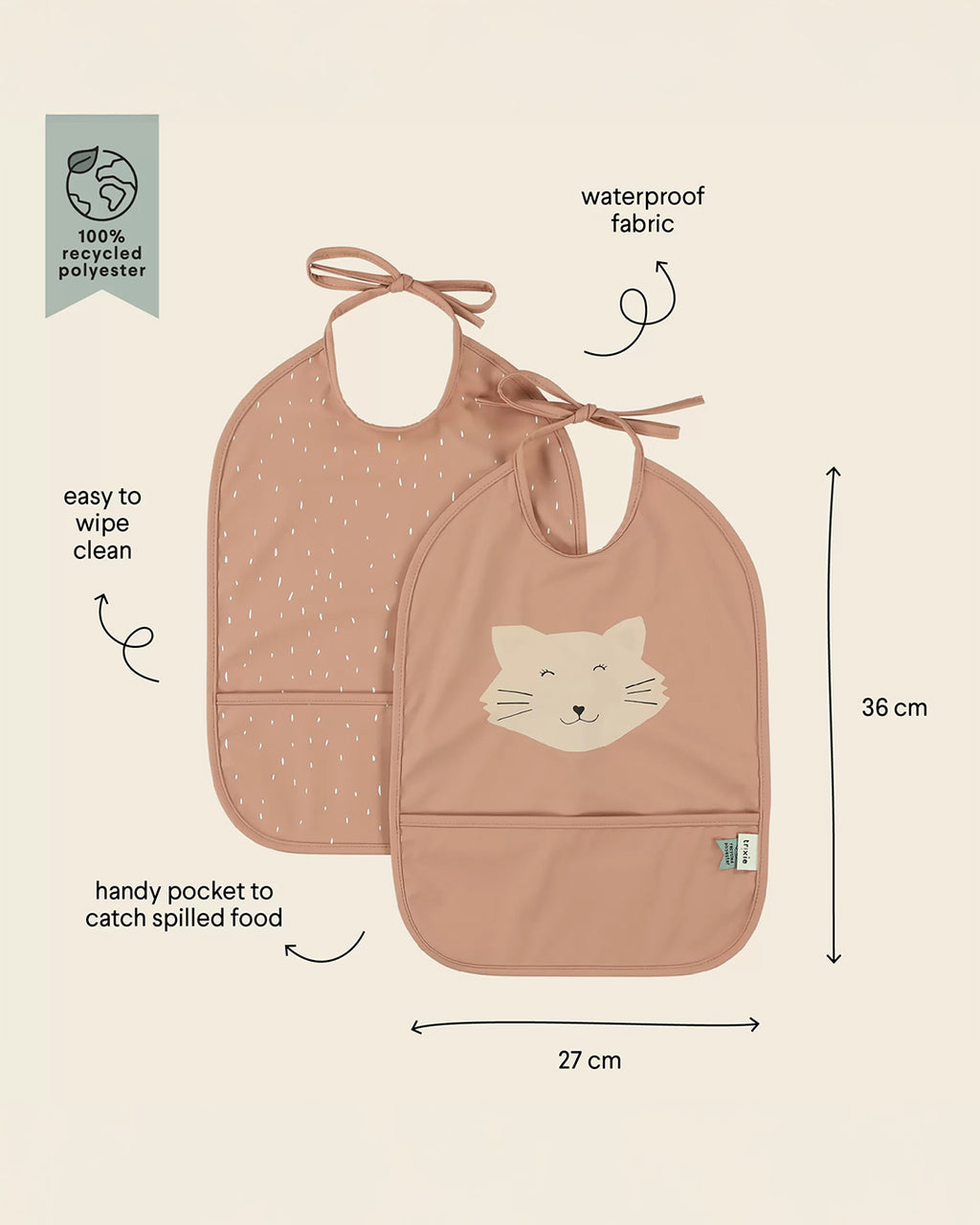 Trixie - Set 2 Bavaglini Impermeabili con Tasca Signora Gatto