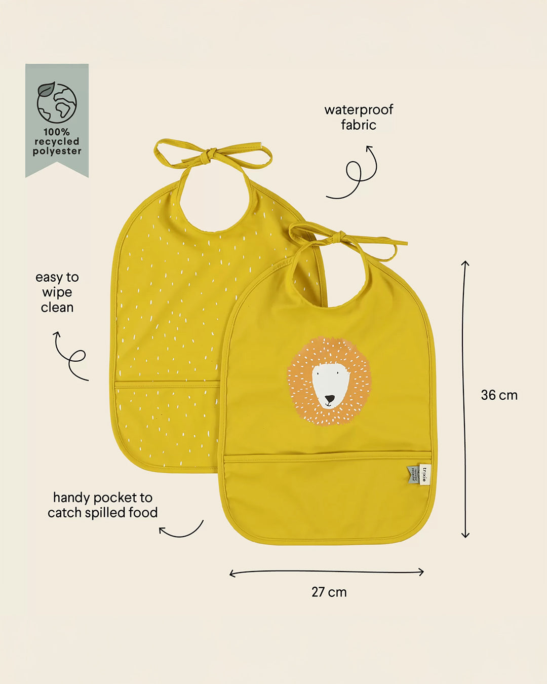 Trixie - Set 2 Bavaglini Impermeabili con Tasca Mr. Lion