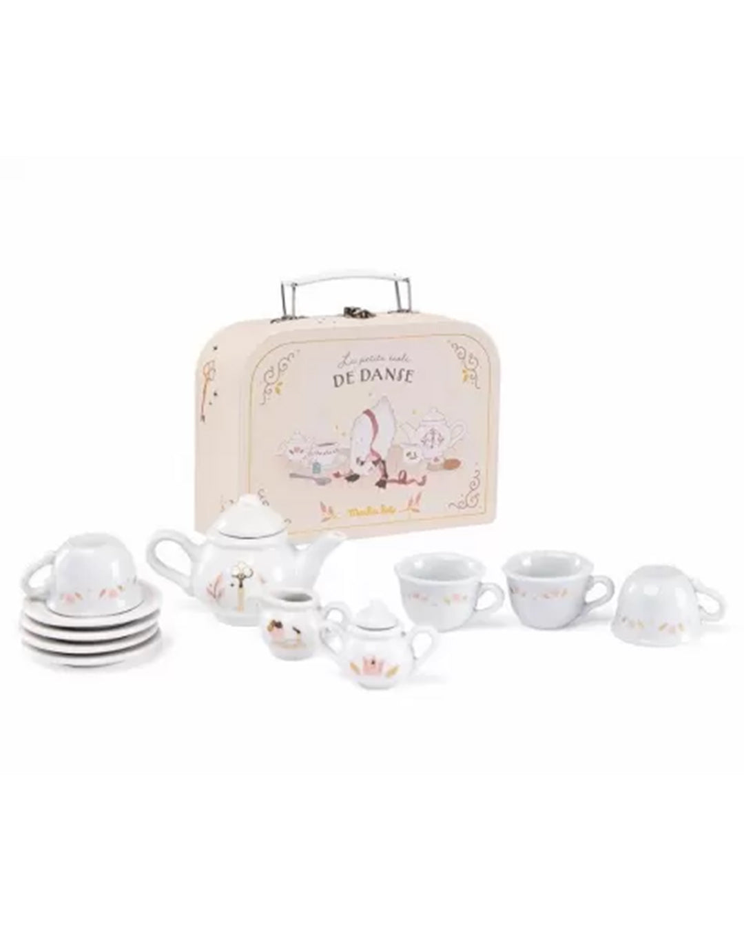 Moulin Roty - VALIGETTA CON SERVIZIO DA TÈ IN CERAMICA 11 PEZZI