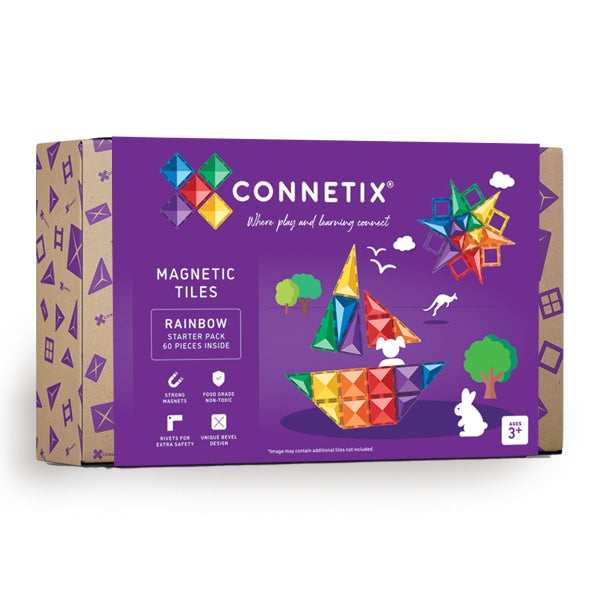 Connetix- Rainbow Starter  Pack 60 pezzi-Tessere Magnetiche