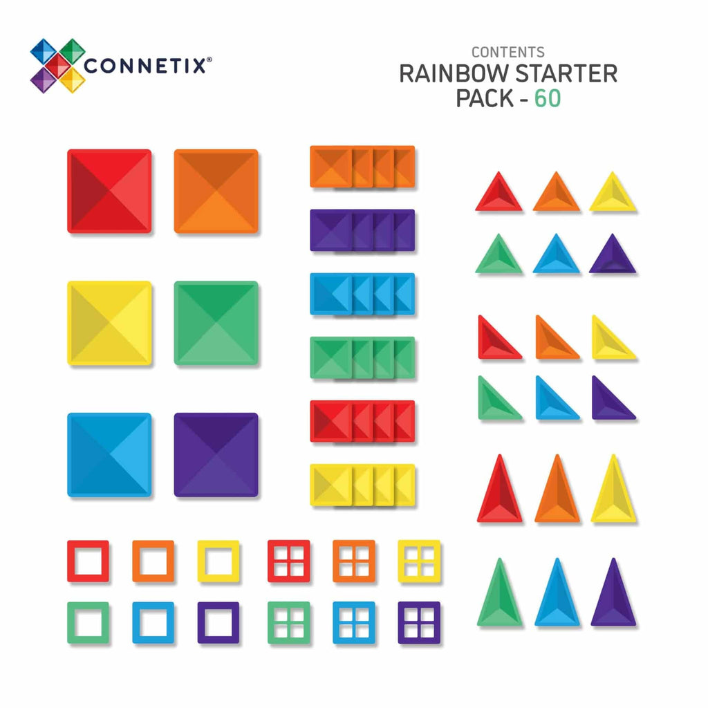 Connetix- Rainbow Starter  Pack 60 pezzi-Tessere Magnetiche