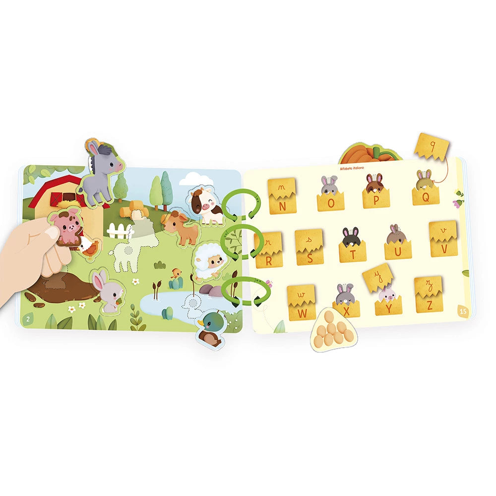 Janods -Busy-book Cardboard Farm (spagnolo/italiano) LIBRO  ATTIVITA' -