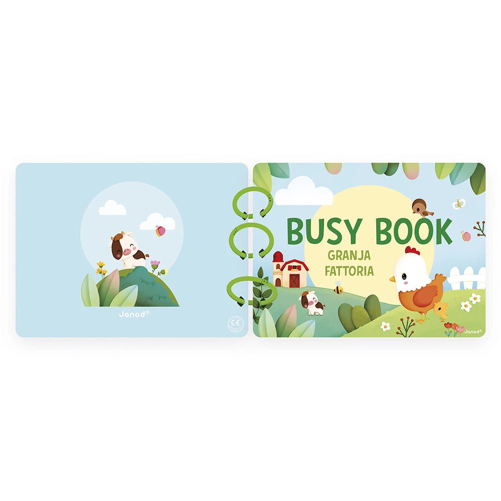 Janods -Busy-book Cardboard Farm (spagnolo/italiano) LIBRO  ATTIVITA' -