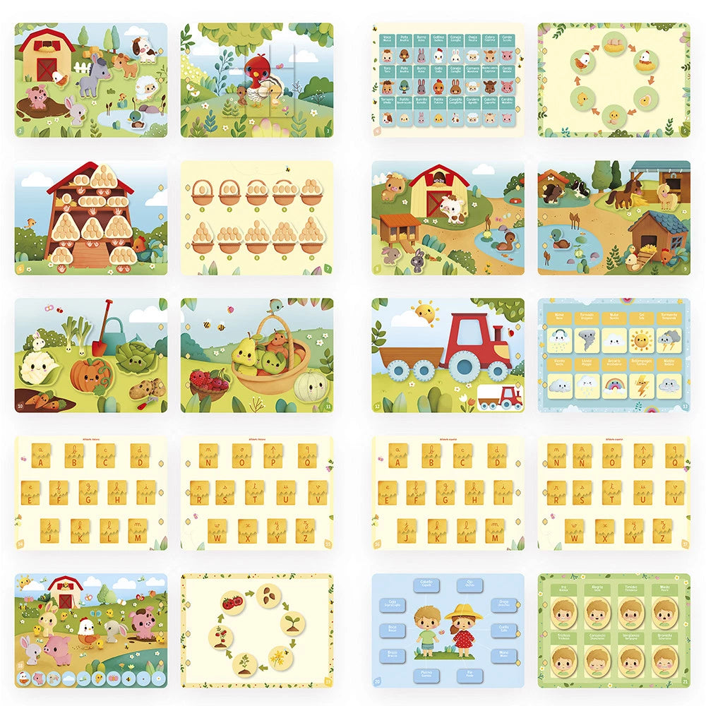 Janods -Busy-book Cardboard Farm (spagnolo/italiano) LIBRO  ATTIVITA' -