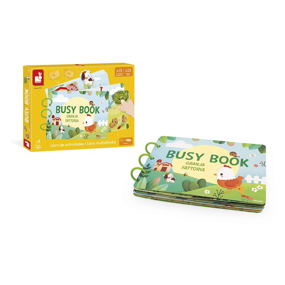 Janods -Busy-book Cardboard Farm (spagnolo/italiano) LIBRO  ATTIVITA' -