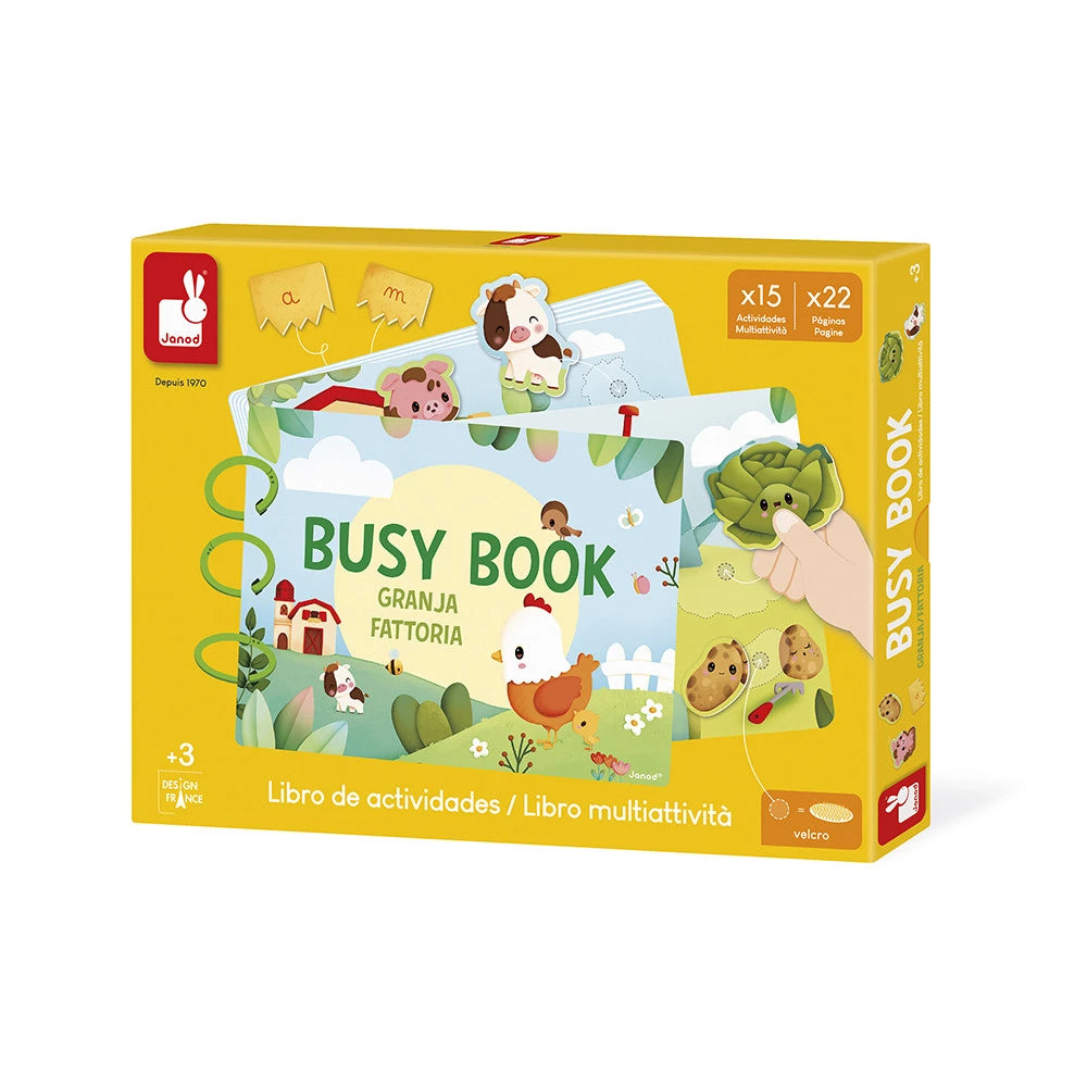 Janods -Busy-book Cardboard Farm (spagnolo/italiano) LIBRO  ATTIVITA' -