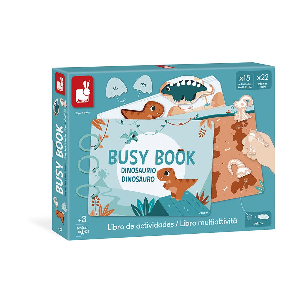 Janods -Busy-book Dino in cartone (spagnolo/italiano)