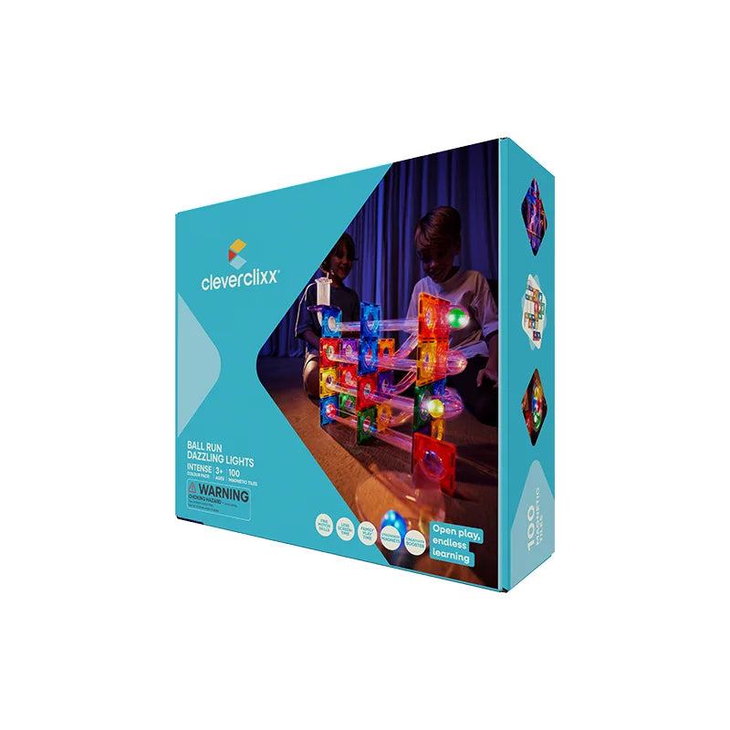 Cleverclixx -Ball Run Dazzling Lights Pack Intense - 100 pezzi-Costruzioni Magnetiche