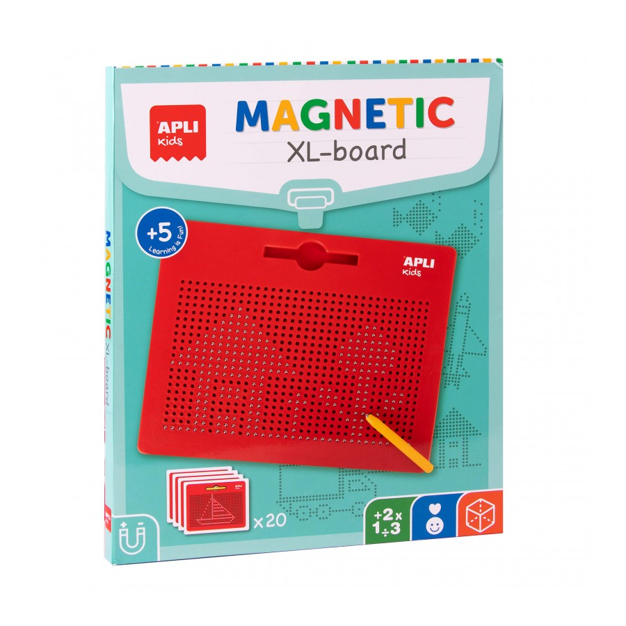 Apli Kids- LAVAGNA MAGNETICA  XL, CON MATITA, 10 CARTE CON 20 DISEGNI