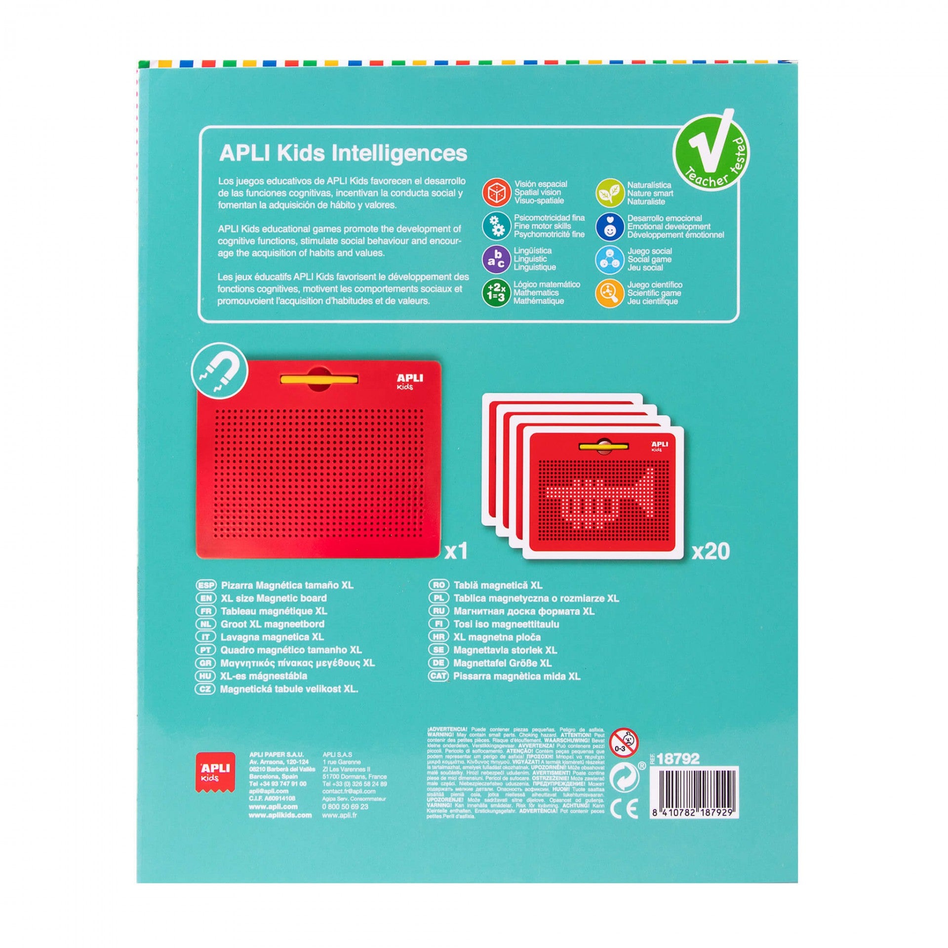 Apli Kids- LAVAGNA MAGNETICA  XL, CON MATITA, 10 CARTE CON 20 DISEGNI