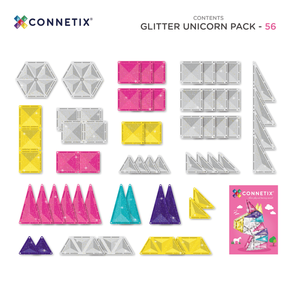 Connetix- Unicorno Glitterato - Tessere Magnetiche