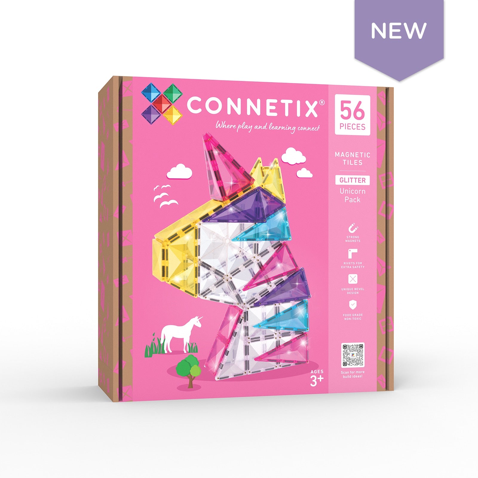Connetix- Unicorno Glitterato - Tessere Magnetiche