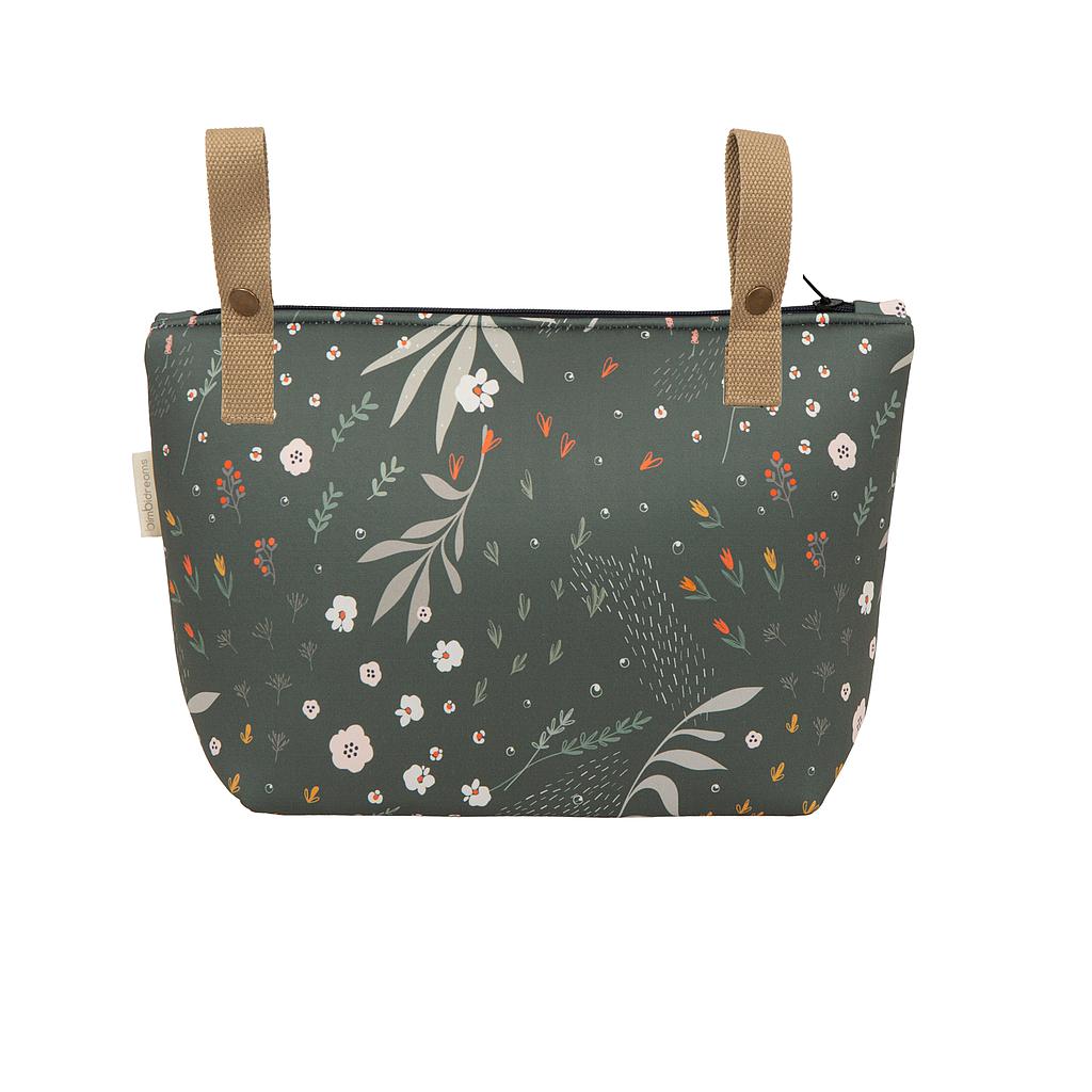 Bimbodreams-Materasso Universale per PassegginoVerde Floreale Con Borsa