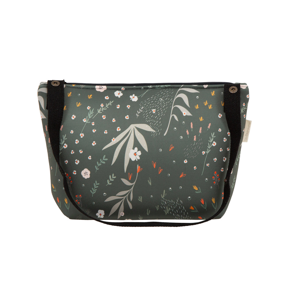 Bimbodreams-Materasso Universale per PassegginoVerde Floreale Con Borsa
