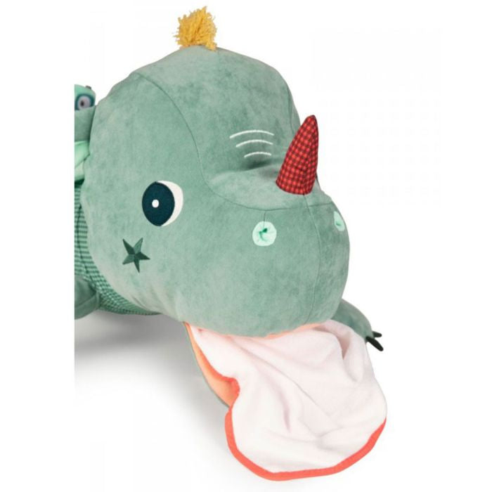 Lilliputiens -JOE IL DRAGO VERDE GUARDIANO DEI TESORI - PELUCHE CAVALCABILE ATTIVITÀ